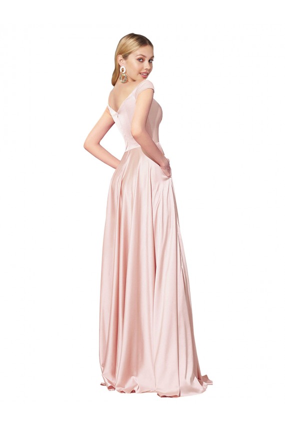 Sleeveless High Neck Satin Pink Long Formal Evening Dress Canada for Sale