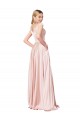 Sleeveless High Neck Satin Pink Long Formal Evening Dress Canada for Sale