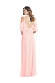 Cold Shoulder V-Neck Soft Chiffon Pink Long Semi Formal Evening Dress Canada for Sale
