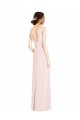 Sleeveless V-Neck Stretch Crepe Pink Long Black Tie Evening Dress Canada for Sale