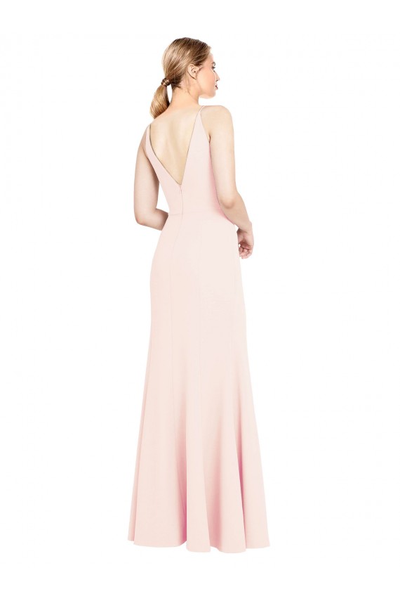 Sleeveless High Neck Stretch Crepe Pink Long Formal Evening Dress Canada for Sale