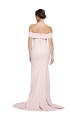 Sleeveless Square Neck Stretch Crepe Pink Sweep Train Formal Evening Dress Canada for Sale