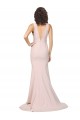 Sleeveless V-Neck Stretch Crepe Pink Sweep Train Black Tie Evening Dress Canada for Sale