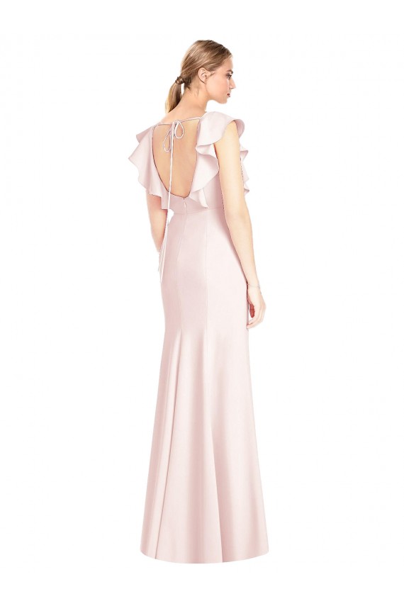Cap Sleeves Bateau Neck Stretch Crepe Pink Long Formal Dress Canada for Sale