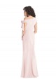 Cap Sleeves Off the Shoulder Stretch Crepe Pink Long Formal Evening Dress Canada for Sale