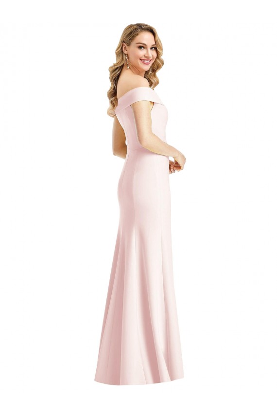 Sleeveless V-Neck Stretch Crepe Pink Long Evening Dress Canada for Sale
