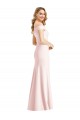 Sleeveless V-Neck Stretch Crepe Pink Long Evening Dress Canada for Sale