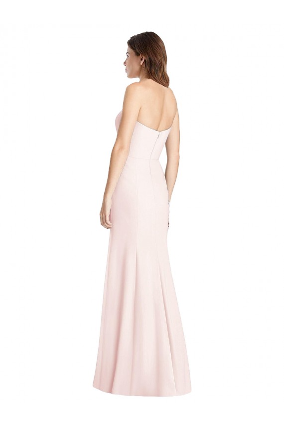 Sleeveless Strapless Stretch Crepe Pink Long Semi Formal Evening Dress Canada for Sale