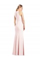Sleeveless V-Neck Stretch Crepe Pink Long Semi Formal Evening Dress Canada for Sale