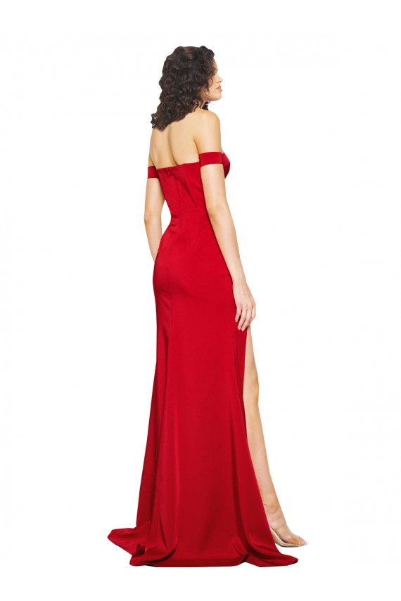 Sleeveless Sweetheart Silky Satin Red Long Formal Evening Dress Canada for Sale