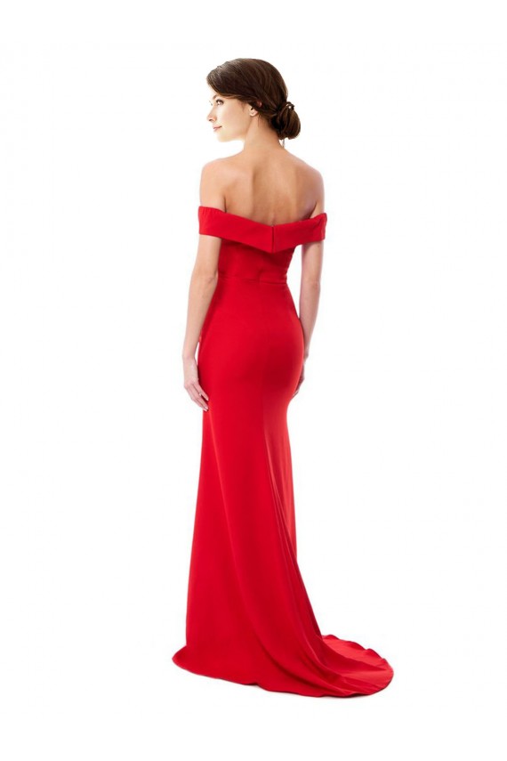 Sleeveless High Neck Stretch Crepe Red Long Evening Gown Canada for Sale
