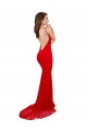 Sleeveless High Neck Lace Red Long Evening Dress Canada for Sale
