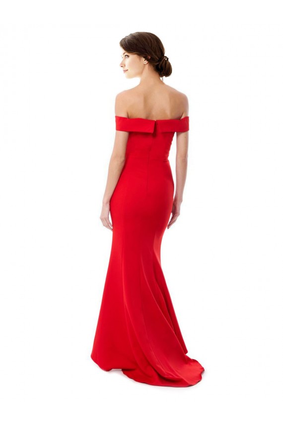 Sleeveless High Neck Stretch Crepe Red Long Formal Evening Dress Canada for Sale