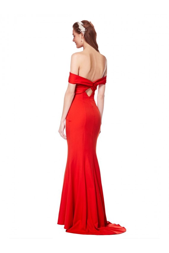 Sleeveless High Neck Stretch Crepe Red Long Evening Dress Canada for Sale