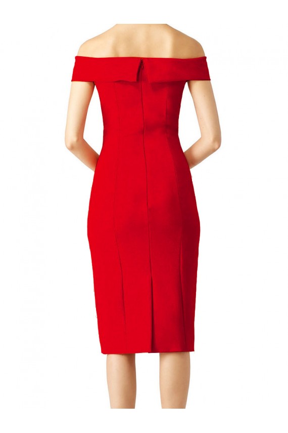 Sleeveless Off the Shoulder Stretch Crepe Red Cocktail Length Formal Evening Dress Canada for Sale