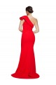 Sleeveless One Shoulder Stretch Crepe Red Sweep Train Semi Formal Evening Dress Canada for Sale