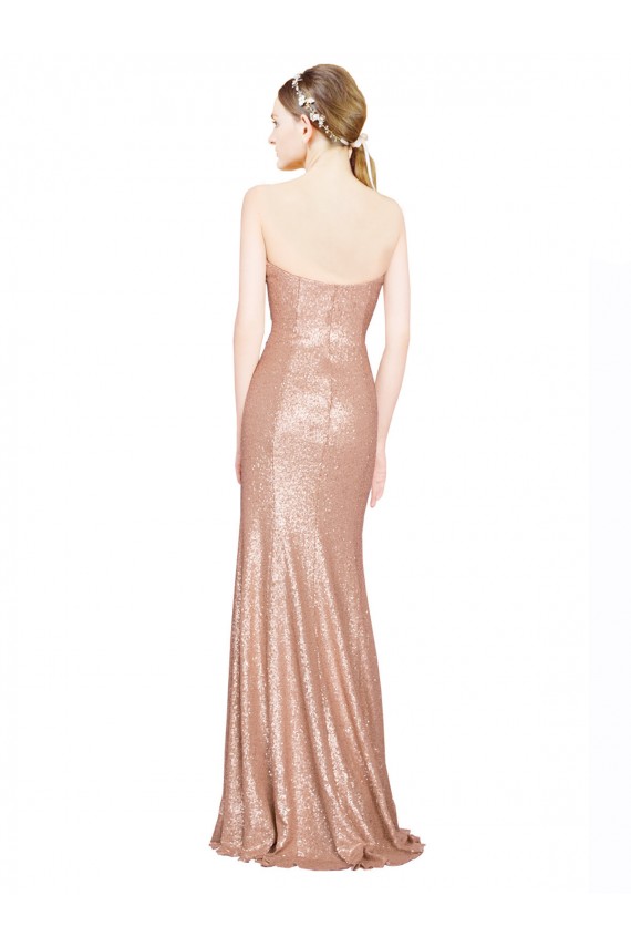 Sleeveless Sweetheart Sequin Rose Gold Long Formal Evening Dress Canada for Sale