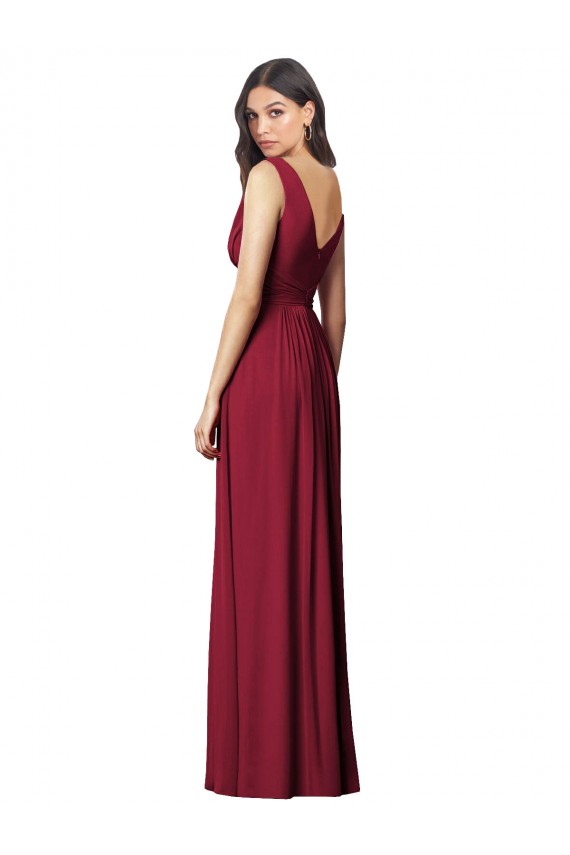 Sleeveless V-Neck Soft Chiffon Royal Blue Long Semi Formal Evening Dress Canada for Sale