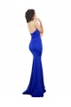 Sleeveless High Neck Stretch Crepe Royal Blue Long Formal Evening Dress Canada for Sale