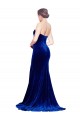 Sleeveless Strapless Stretch Velvet Royal Blue Sweep Train Formal Evening Dress Canada for Sale