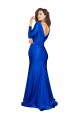 Long Sleeves V-Neck Silky Satin Royal Blue Long Formal Evening Dress Canada for Sale