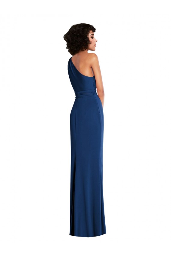 Sleeveless One Shoulder Spandex Royal Blue Long Semi Formal Evening Dress Canada for Sale