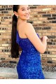 Sleeveless One Shoulder Velvet Sequin Royal Blue Short Homecoming Dresses Canada for Sale