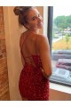 Sleeveless V-Neck Velvet Sequin Royal Blue Short Evening Dress Canada for Sale