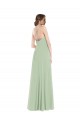 Sleeveless Scoop Neck Soft Chiffon Sage Long Semi Formal Evening Dress Canada for Sale