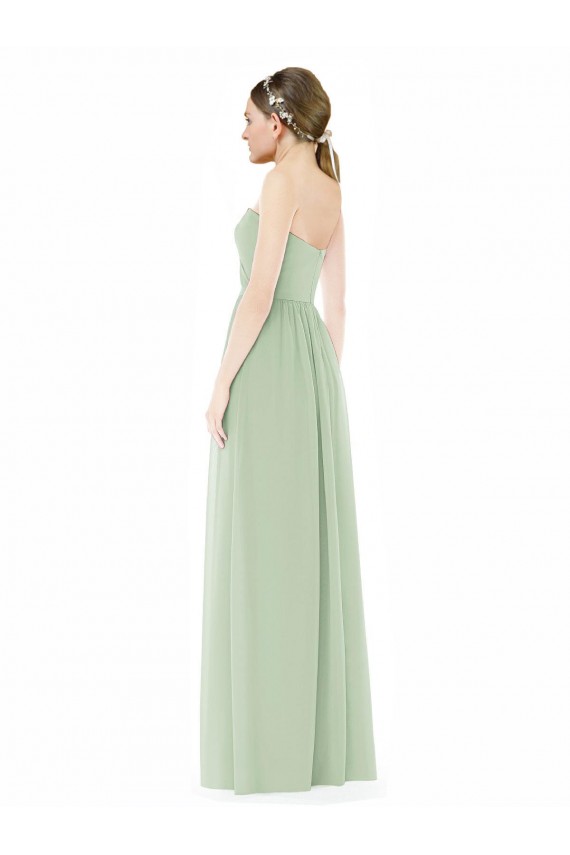 Sleeveless Strapless Soft Chiffon Sage Long Semi Formal Evening Dress Canada for Sale