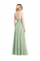 Sleeveless Square Neck Soft Chiffon Sage Long Formal Evening Dress Canada for Sale