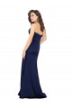 Sleeveless Strapless Silky Satin Sapphire Long Formal Evening Dress Canada for Sale