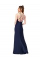 Sleeveless High Neck Silky Satin Sapphire Sheath Long Formal Evening Dress Canada for Sale