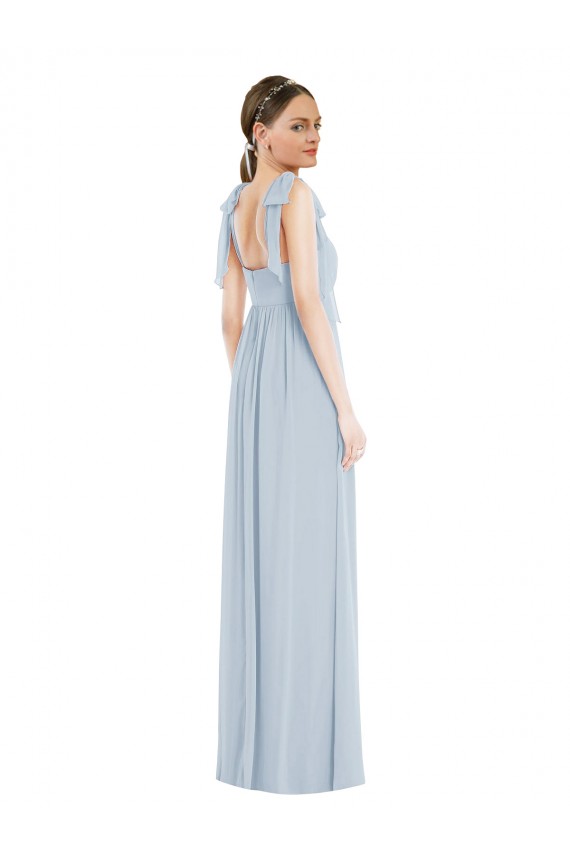 Sleeveless Sweetheart Soft Chiffon Sea Glass Long Semi Formal Evening Dress Canada for Sale