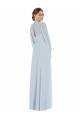 Puff Sleeves Strapless Soft Chiffon Sea Glass Long Formal Evening Dress Canada for Sale