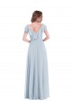 Sleeveless V-Neck Soft Chiffon Sea Glass Long Black Tie Evening Dress Canada for Sale
