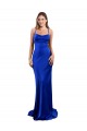 Sleeveless Cowl Neck Silky Satin Royal Blue Long Formal Evening Dress Canada for Sale