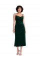 Sleeveless Cowl Neck Stretch Velvet Dark Green Midi Length Black Tie Evening Dress Canada for Sale