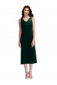 Sleeveless Cowl Neck Stretch Velvet Dark Green Midi Length Evening Dress Canada for Sale