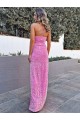 Sleeveless Halter Neck Velvet Sequin Long Evening Dress Canada for Sale