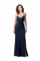 Sleeveless High Neck Stretch Crepe Dark Navy Long Formal Evening Dress Canada for Sale