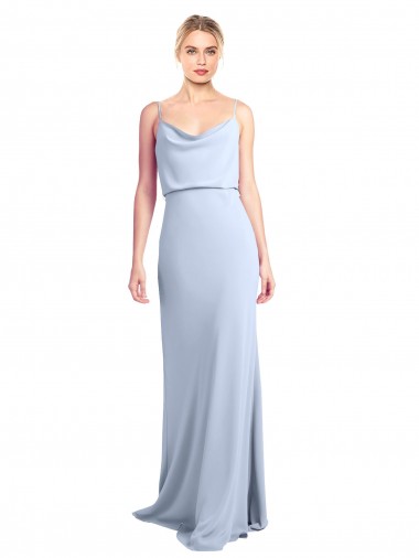 Sleeveless High Neck Stretch Crepe Light Sky Blue Sheath Long Formal Dress Canada for Sale