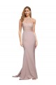 Sleeveless High Neck Stretch Crepe Dusty Pink Sweep Train Formal Evening Dress Canada for Sale