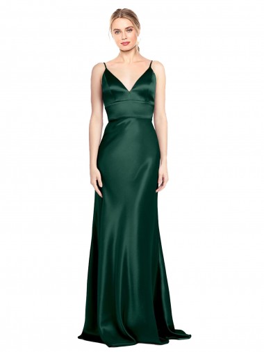 Sleeveless High Neck Stretch Satin Hunter Long Formal Evening Dress Canada for Sale