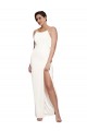 Sleeveless High Neck Stretch Satin Ivory Long Formal Evening Dress Canada for Sale