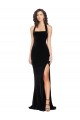 Sleeveless High Neck Stretch Velvet Black Long Semi Formal Evening Dress Canada for Sale