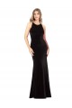 Sleeveless Jewel Neck Stretch Velvet Black Long Formal Evening Dress Canada for Sale