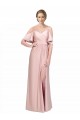 Cold Shoulder Off the Shoulder Silky Satin Long Formal Evening Dress Canada for Sale