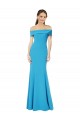 Sleeveless Off the Shoulder Stretch Crepe Peacock Blue Long Formal Dress Canada for Sale