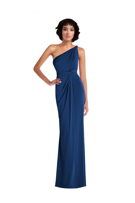 Sleeveless One Shoulder Spandex Royal Blue Long Semi Formal Evening Dress Canada for Sale
